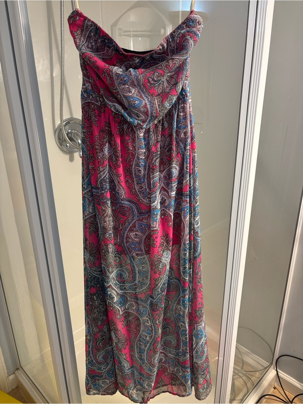 Pink Paisley Strapless Maxi Sundress